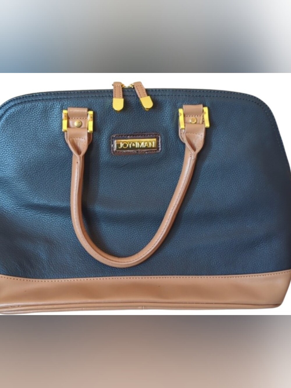 Joy & Iman Leather Black & Tan Satchel. Gently Used.Multiple Organizing Features